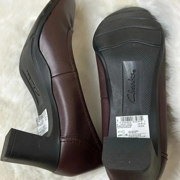 Clark’s Neiley Pearl burgundy shoes ,various sizes women,NEW,leather,chunky heel - Picture 15 of 17